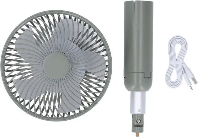 Main image of Desk Fan with Telescopic Support, USB Rechargeable Portable Handheld Standing Fan Green - Automatic Shaking Head, Detachable Mesh Cover, Ideal for Office and Outdoor Use (Green)