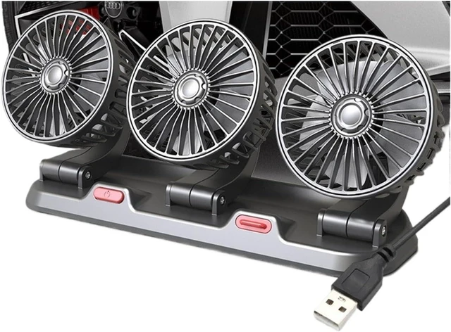 Main image of Car Fan 360° Adjustable 3 Head Air Fan Automotive Electric Fan USB/12V/24V Fan 2 Speeds Car Silent Fan For Home Desk Office&Car(3 Head 5V USB)