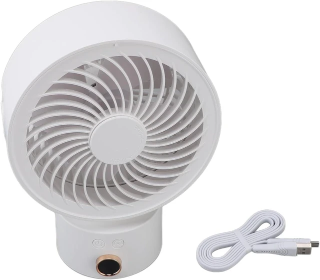 Main image of Air Circulator Desk Fan, Battery Operated Portable USB Rechargeable, 4H Timer, Oscillating Table Fan, Apricot - Wide Coverage, Nature Wind Simulation, Ideal for Home and Travel (White)