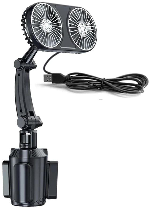 Main image of USB Car 3 Powerful Lights - 360° Rotatable, Perfect Travel Camping, Compatible 12V & 24V Vehicles(Double Fan Head)