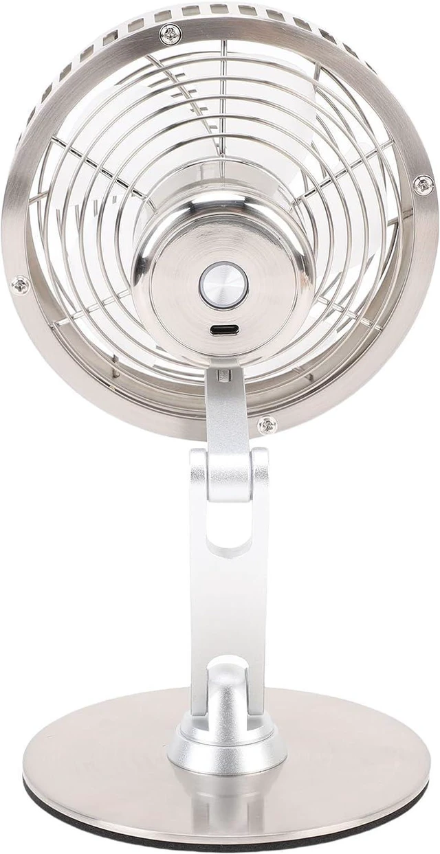 Main image of Alomejor Small Quiet Retro Metal USB Desk Fan 3 Speed Adjustable 360 Degree Rotation for Office Home Dorm Iron Desk Fan (Silver)