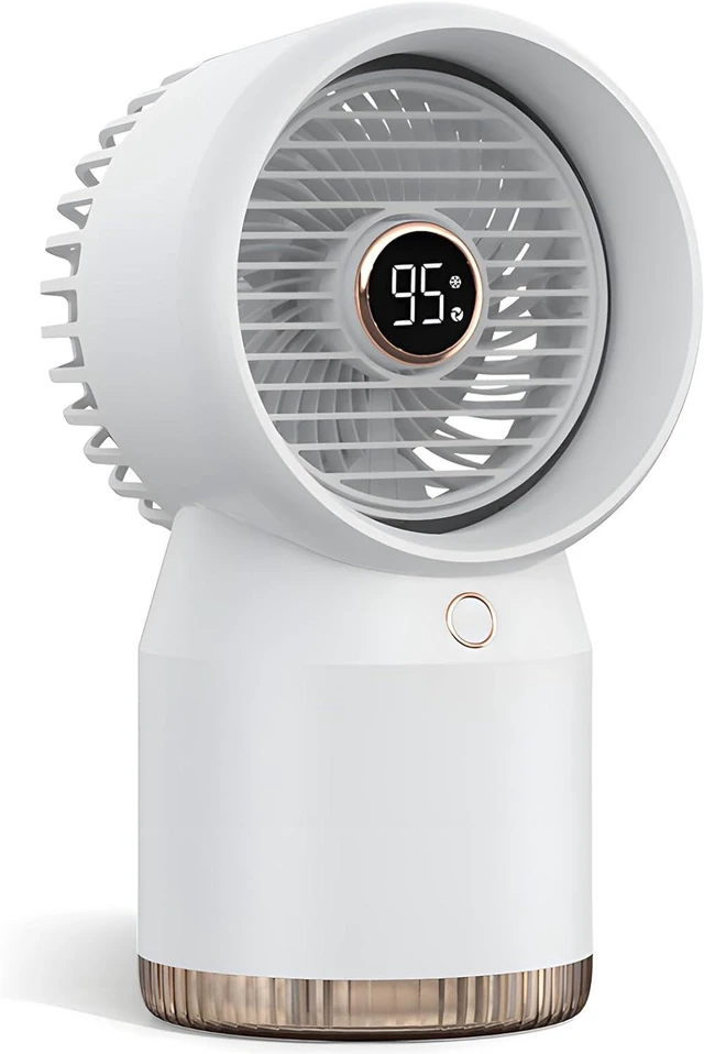 Main image of Usb Desktop Misting Fan, Air Cooler With Humidifying Spray, 5000 Mah Battery, Large Tank 20.6 Fl Oz, Quiet, Led Temperature Display, Home & Office