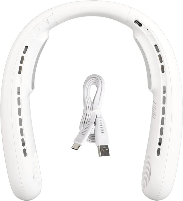 Main image of Hanging Neck Fans Portable Semiconductor Dual Cooling 3 Wind Speed Adjustable Mini USB Charging Neck Cooling Fan (White)