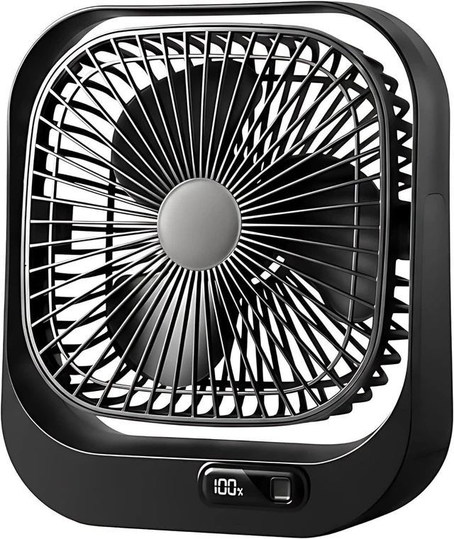 Main image of Usb Rechargeable Mini Desk Fan With Digital Display, 360°Adjust, 3-Speed, Table Fan With Oscillation, Type-C Charge, Cruise Ship Quiet Fan