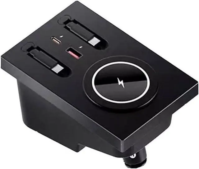 Main image of USB Hub for Volvo XC60 XC90 S90 V90 S60 V60, Retractable Hub Docking Station with Fast Charging Cable, Multi Port for Volvo Accessories, Center Console Docking Station, Wireless Phone Charging Pad