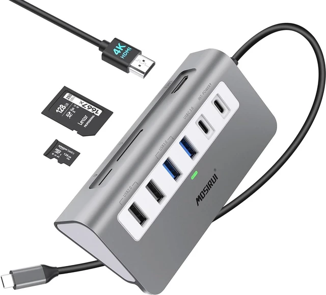 Main image of USB C Hub Multiport Adapter,Mosirui 9-in-1 USB-C Docking Station with 4K HDMI,5Gbps Type C 3.0,USB-A3.0/2.0,100W PD, SD/TF for MacBook/Pro iPad/Dell/HP/Desktop/Laptops(50CM)