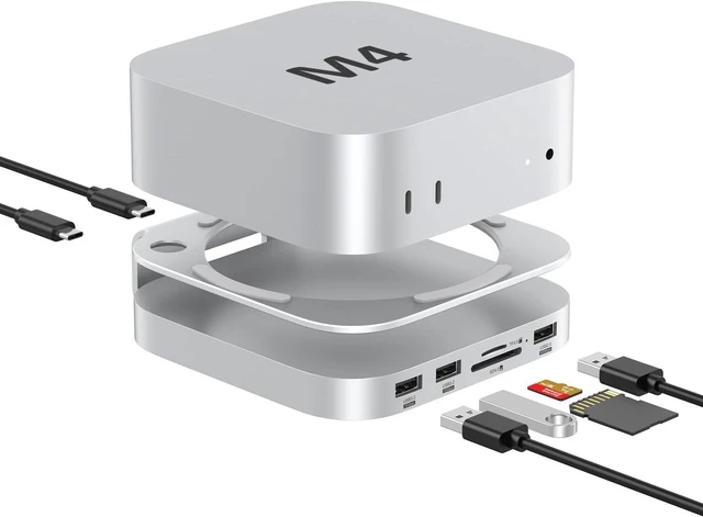 Main image of Akyyajaure Mac mini Hub: 9 in 1 Aluminum Stand & Dock for Mac mini M4 Pro with M.2 NVMe SSD Enclosure, 10Gbps USB-A*2, SD/TF Card Readers, USB 2.0