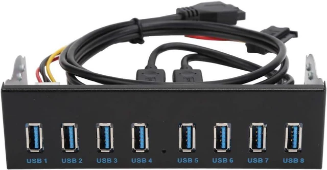 Main image of Front Panel USB 3.0 Hub 8 Port, 19 Pin to 8 Port USB 3.0 Hub for PC, Optical Drive Extension Adapter for Computer Case Bay