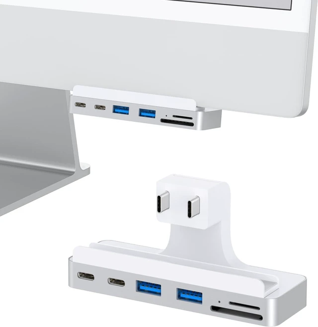 Main image of 6-in-1 USB C Hub for iMac 24" (M1/M3), Multiport Adapter with 10Gbps Type-C, SD/TF Card Reader, Compatible with iMac 2021/2023 24" | Accessories