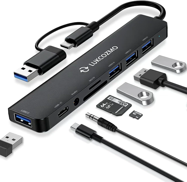 Main image of USB C Docking Station with Ethernet, 8 in 1 Docking Station to HDMI Adapter Displayport SD TF Card Reader, USB, 100W PD for USB C Thunderbolt 3 Laptops (Black)