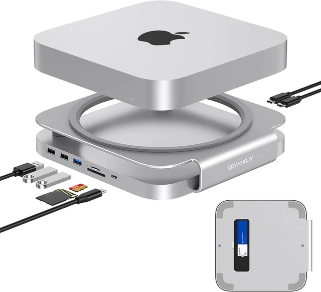 Main image of Dock and Stand with M.2 SSD, Dual-Card Reader, 10Gbps USB A/C Ports for Mac Mini M1, M2 & Studio Accessories
