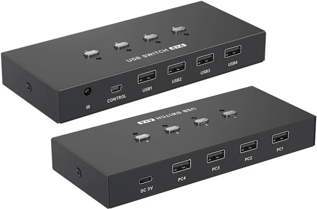 Main image of USB2.0 Switcher Selecting 4 Computers Sharing 4 USB Devices Switcher Hub Adapter for Keyboard Printer Scanner Keyboard Control