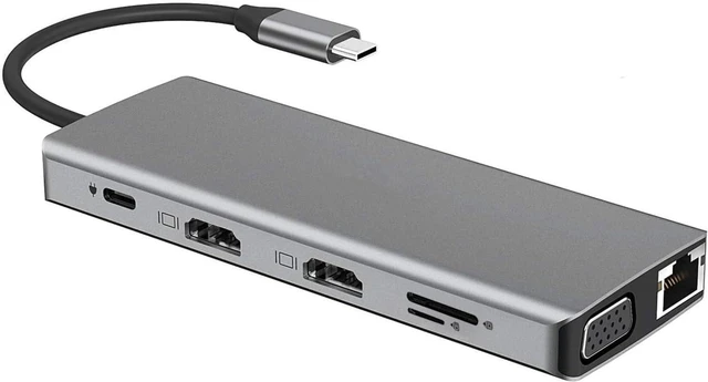 Main image of Lightweight 12 in 1 USB C Dock with Video Output HDTV Display a Rapid Storage Card Reader Fast Power for Computer C to HDTV Adapters