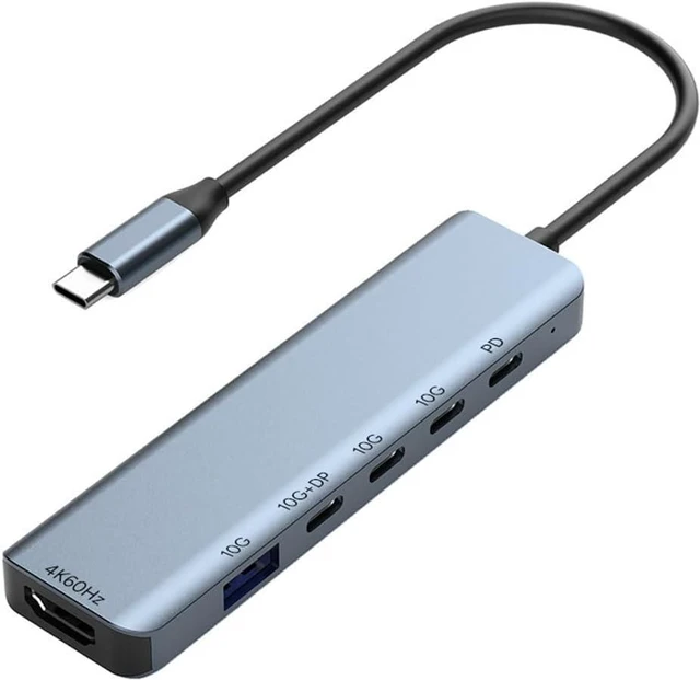 Main image of Type-C DP Alt Mode 6 in 1 USB-C Hub Featuring HDTV 4K/60Hz Dual Video Output, USB3.2 Gen2 10Gbps Data Speed& 100W PD Charging