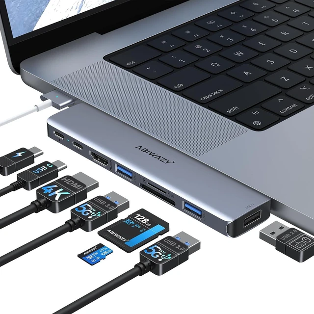 Main image of USB C Hub Adapter for MacBook Pro/Air M4 M3 M2 M1, 8-in-2 Mac USB Adapter Multiport, MacBook Accessories with Thunderbot 3, HDMI 4K@30Hz, USB-C/3 USB-A, SD/Micro SD Card Reader