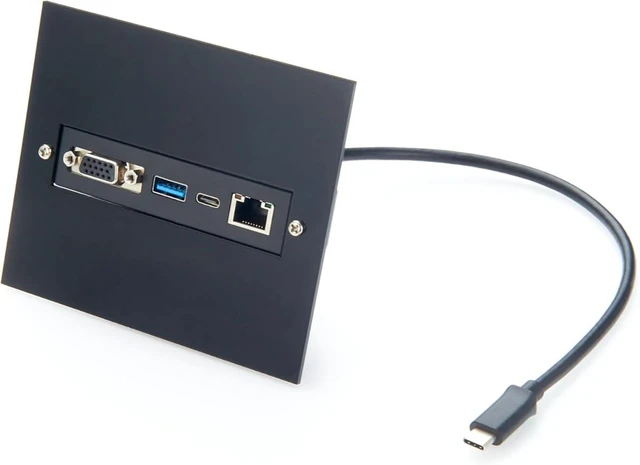 Main image of Screw Panel Mount USB C Hub, 4-in-1 Multiport Adapter with 1080P VGA, Gigabit Ethernet, 10Gbps USB-C & USB-A Data Ports, for Windows, macOS, Linux, Android, Control Cabinets (0.3M)