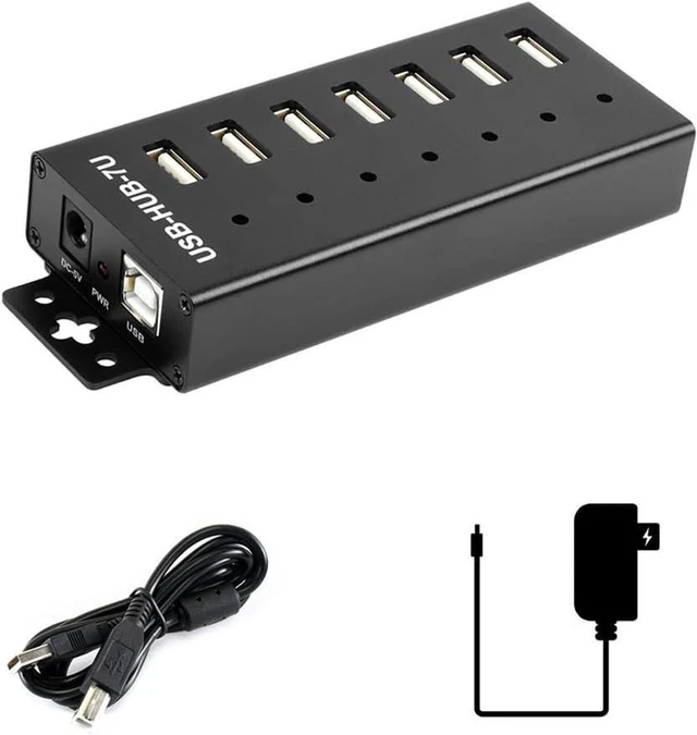 Main image of Industrial 7-CH USB 2.0 Expansion HUB USB Port Adapter for Win11/10/8 Linux with 5V Power Adapter US Plug