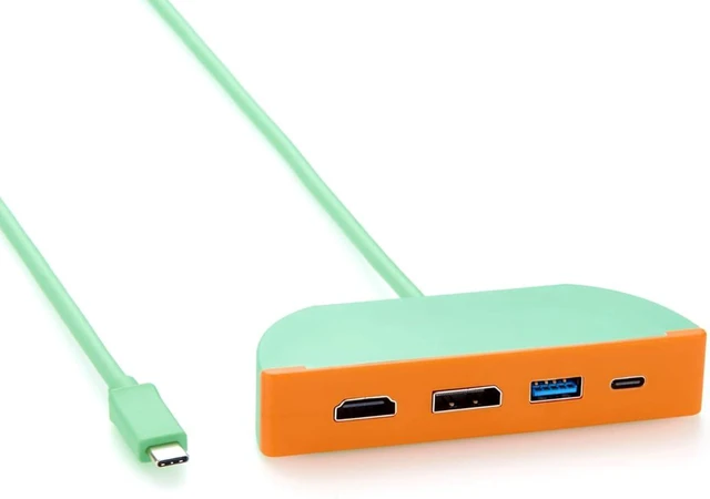 Main image of 4-in-1 Portable USB C Hub, Multiport Adapter with Dual Monitor 4K@60Hz HDMI DisplayPort, 10Gbps USB-C and USB-A Data Ports, for Laptop, macOS, Windows, Linux (0.3M)