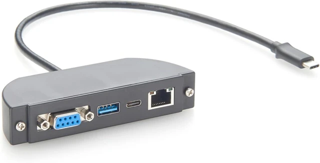 Main image of USB C Hub, 4-in-1 Screw Panel Mount Multiport Adapter, RS232 DB9, Gigabit Ethernet, 10Gbps USB-A & USB-C Data Ports, for Control Panel, Windows, macOS, Linux (1.5M)