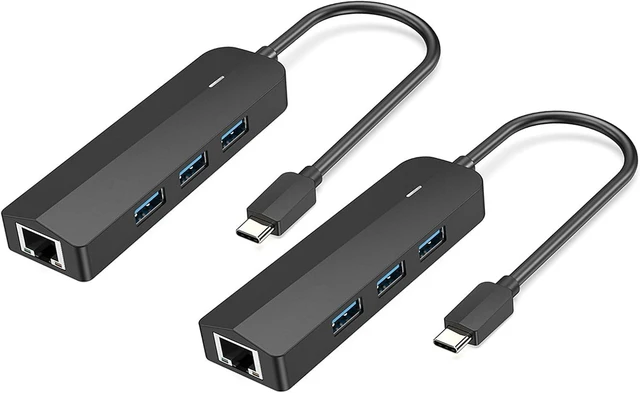Main image of Type C Adapter with 1000Mbps Ethernet Port and 3 Super Speed USB3.0 Port for Data Transfer and Cored Connection Type C to Ethernet Converter
