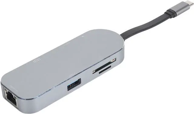 Main image of 7 in 1 Docking Station Type C Hub, USB C Docking Station with 4K HD Display, RJ45 Ethernet, Dual USB 3.0, PD Charging, SD and Micro SD Card Slots for, macOS, (Silver)