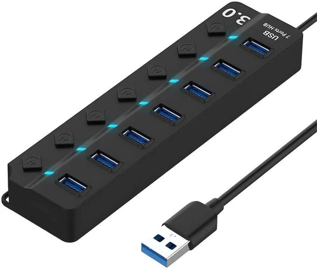 Main image of USB Hub 3.0 2.0 USB Splitter 7 in 1 USB Adapter Multi Hub Independent Switch Dock Desktop Laptop Accessories 30cm