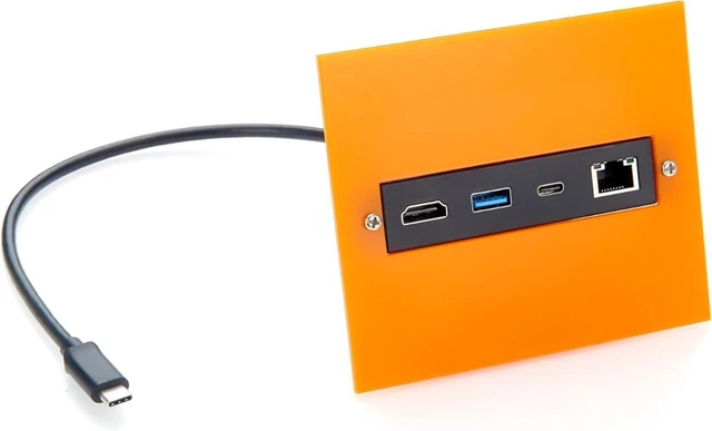 Main image of Screw Panel Mount USB C Hub, 4-in-1 Multiport Adapter with 4K@60Hz HDMI, Gigabit Ethernet, 10Gbps USB-C & USB-A Data Ports, for Control Cabinet, Enclosure, Windows, macOS, Linux (0.3M)