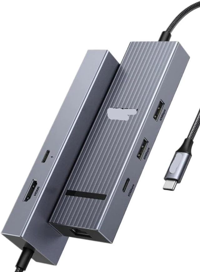 Main image of 6 in 1 USB C Hub with Gigabit Ethernet Adapter HDMI 4K60Hz PD100W USB A and C 32 Data Ports 10Gbps for Laptop Compatible Device