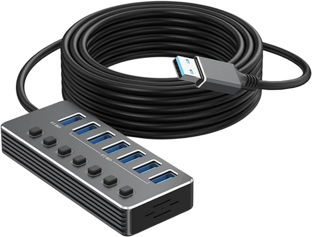 Main image of ordinarYone 7Port Aluminum USB Hubs with Independents Switches and LED Indicators for Fast Speed USB3.0 and USB 2.0 Data Transfer