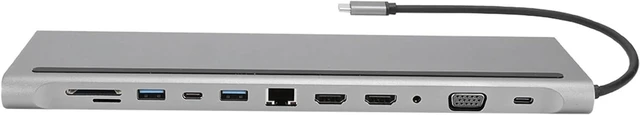 Main image of Aluminum Alloy 12-in-1 USB Hub Docking Station with Dual VGA Output, USB 3.0 Ports, PD Fast Charge, Suitable for MacBook, Laptop Users