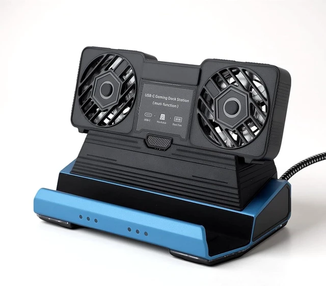Main image of 10 in 1 Docking Station, Dual Cooling Fan USB C Hub, 4K 60Hz Gigabit Ethernet 4 USB 3.0 100W PD M.2 NVMe Slot, for Legion Go Claw Tablets