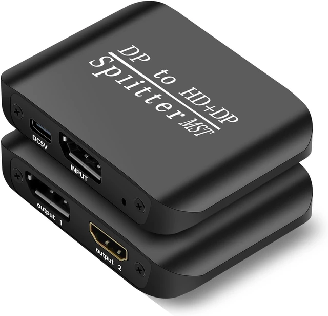 Main image of Video Splitter DP to HDMI and DP, Dual Monitor Adapter, 4K60Hz, Compact 7.7x5.5x2cm - High Resolution, and Support, Ideal for Laptop and Ultrabook