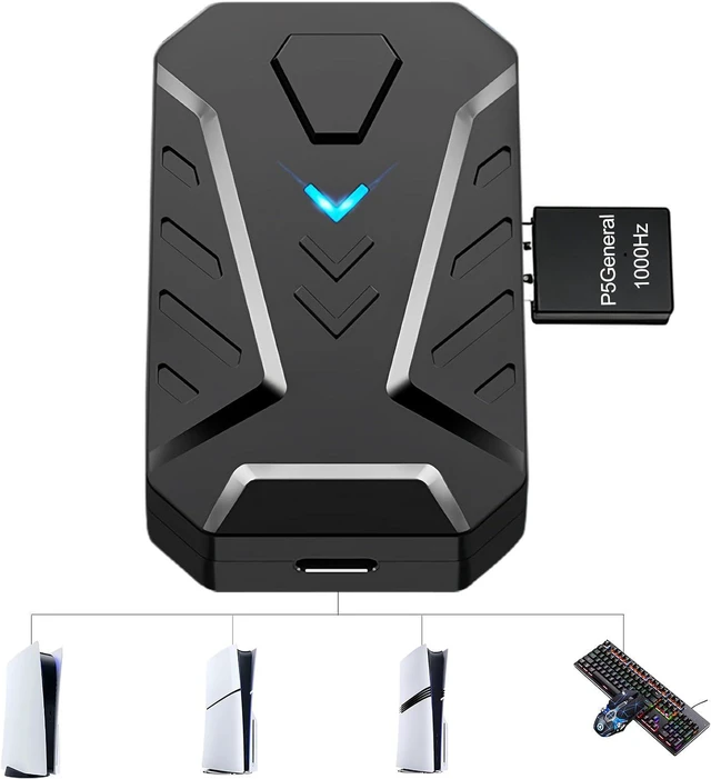 Main image of Keyboard and Mouse Adapter for PS5/PS5 Slim/PS5 Pro with P5 General Adapter, 1000Hz Ultra-Low Lag Console Converter for PlayStation 5 Supports Adjust Mouse Sensitivity, Change Default Key, Plug & Play