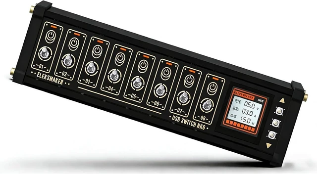 Main image of 8 Port USB Docking Station, USB Hub with Toggle Switches, with 1.54-Inch IPS Color Screen, 8 RGB Indicators, 10 Levels Brightness Adjustment, Switch + Button + Voice Control, for Gadgets