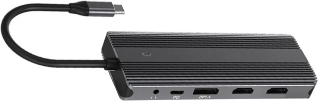 Main image of USB C Hubs 11 in 1 Providing HDTV 4K @ 60Hz DisplayPort RJ45 Charging Port Music Output for Laptop C Hubs