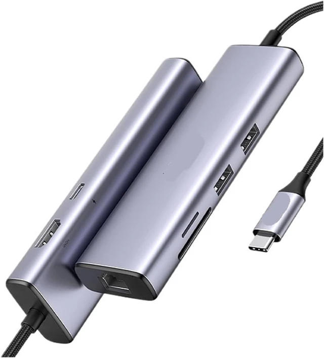 Alt view image 2 of 2 - USB-C HUB to 4K60Hz HDMI RJ45 PD100W SD&TF USB3.0 5Gbps Splitter for Accessories Docking Station(7-in-1 5Gbps)