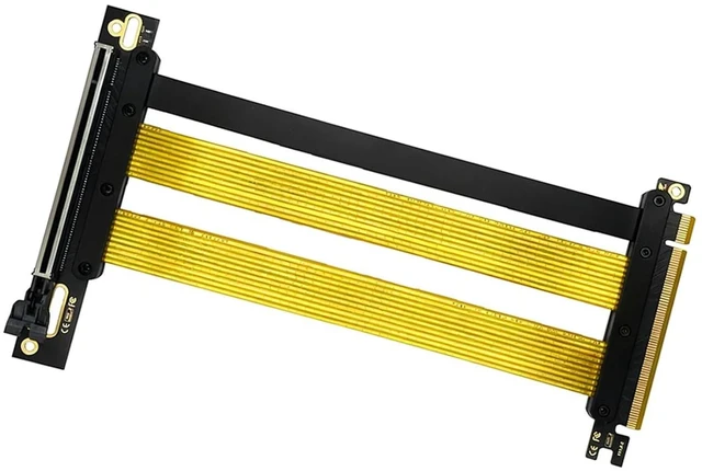 Alt view image 2 of 2 - 20cm PCIe 5.0 X16 Graphics Card Extension Cable for Vertical Installation 180 to 90 Degrees Supporting 32GT/s Speed