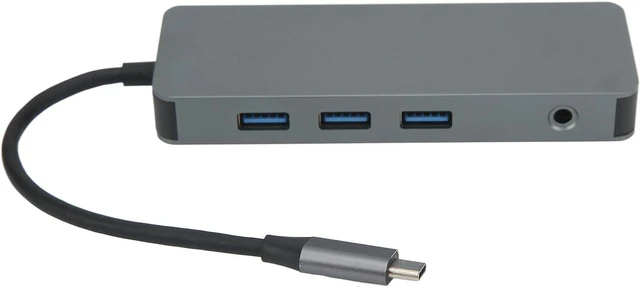 Main image of 10 in 1 USB C Hub Multiport Adapter, Aluminum Alloy, PD Fast Charging, VGA Dual HD Interface - 100W Power Delivery, 4K Multimedia Support, Ideal for Office and Entertainment