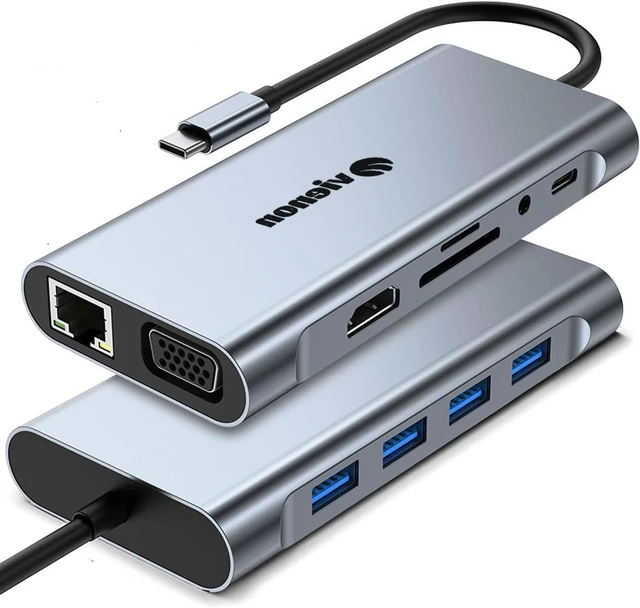 Main image of 11-in-1 USB C Hub, Laptop Docking Station with HDMI VGA Ethernet Adapter, Full Functional USB C Dongle