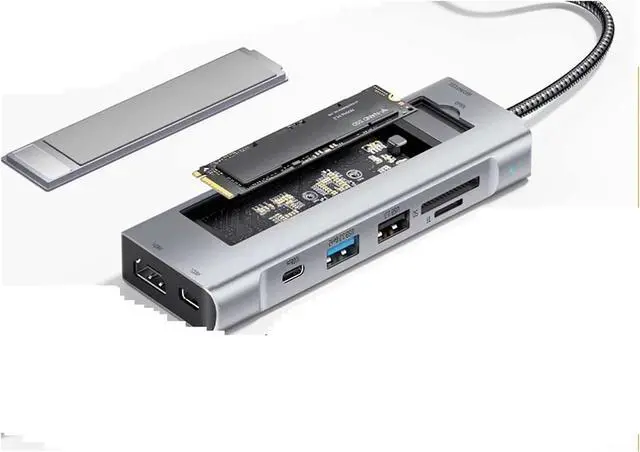 Main image of 8-in-1 USB Hub with Disk Storage Function M.2 SATA NVME SSD Enclosure TY>pe C to HDMI-Compatible Docking Station for Pro(8-in-1 SATA NVMe)