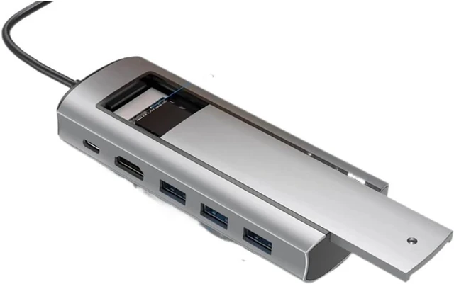 Alt view image 2 of 2 - 8-in-1 USB Hub with Disk Storage Function M.2 SATA NVME SSD Enclosure TY>pe C to HDMI-Compatible Docking Station for Pro(6-in-1 SATA NVMe)