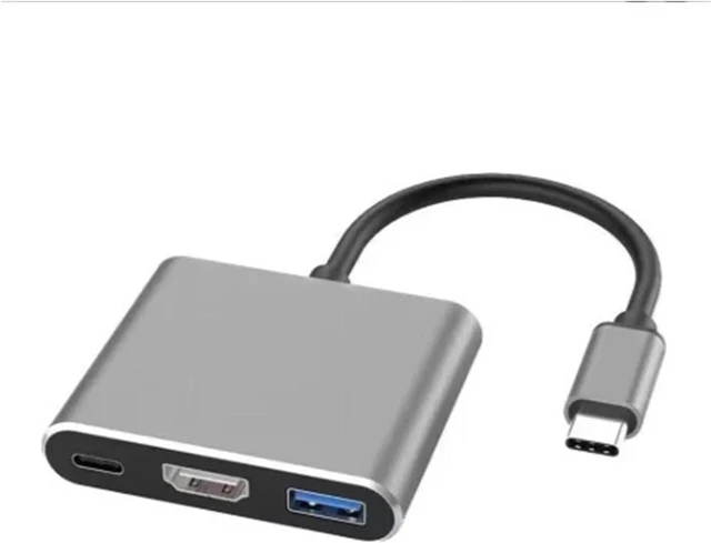 Main image of 3 in 1 USB-C USB Hub Male to Female Hdmi-Compatible 4k TY>pe C to .0 Adapter for Air 12 Converter(Gray 4K 1 pcs)