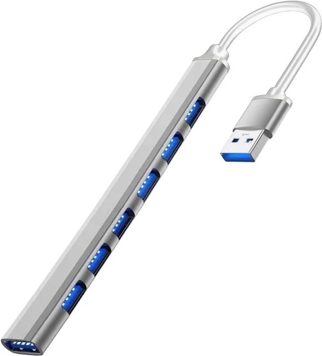 Main image of USB 7 Ports USB HUB USB C USB 3.0 HUB 7-in-1 Type C Multi-Port USB Splitter OTG Adapter USB Adapter for MacBook Pro Air PC Laptop(7 Ports USB Slivery)