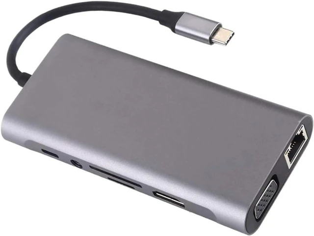 Main image of Multiport USB C Adapter With HDTV Output RJ45 Ethernet Memory Card Reader Slot 3.5mm Port Docking Station For PC Phone USB C Dock