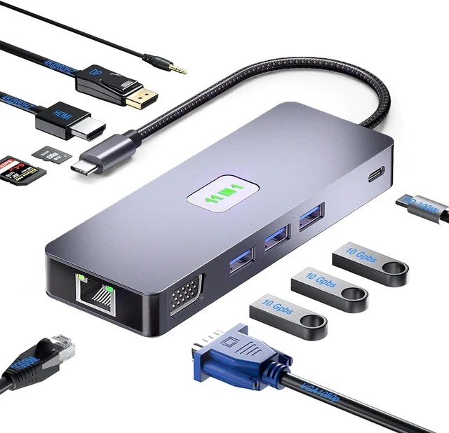 Main image of USB C Docking Station Dual Monitor, 11-in-1 USB C Hub Multiport Adapter with 2 HDMI 4K/8K, 3 USB 3.2 Ports 10Gbps(2C+1A), 2 USB 3.0 Ports, 100W PD, Gigabit Ethernet, SD/TF Card Reader