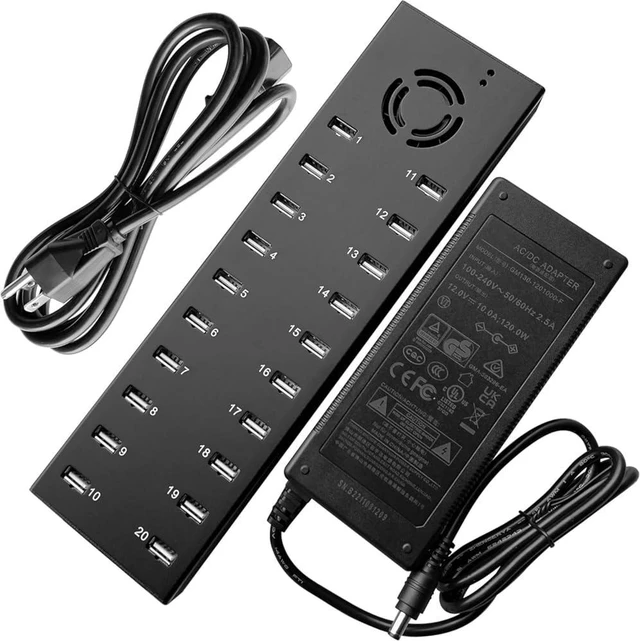 Main image of UHPPOTE Industrial Grade 20 Port USB2.0 Hub Charger Data Sync and Charging Station
