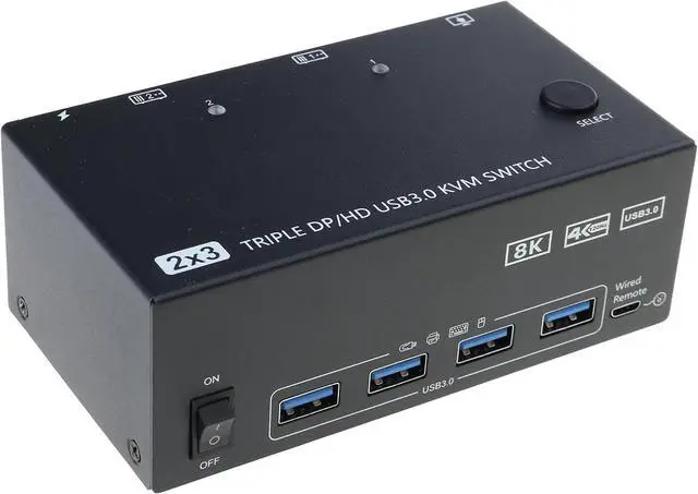 Main image of Triple Monitors Switcher 2 1.4+HDTV 2.1 USB3.0 Hubs Expansion for 2Computer 8K@60Hz High Resolution Triples Monitors