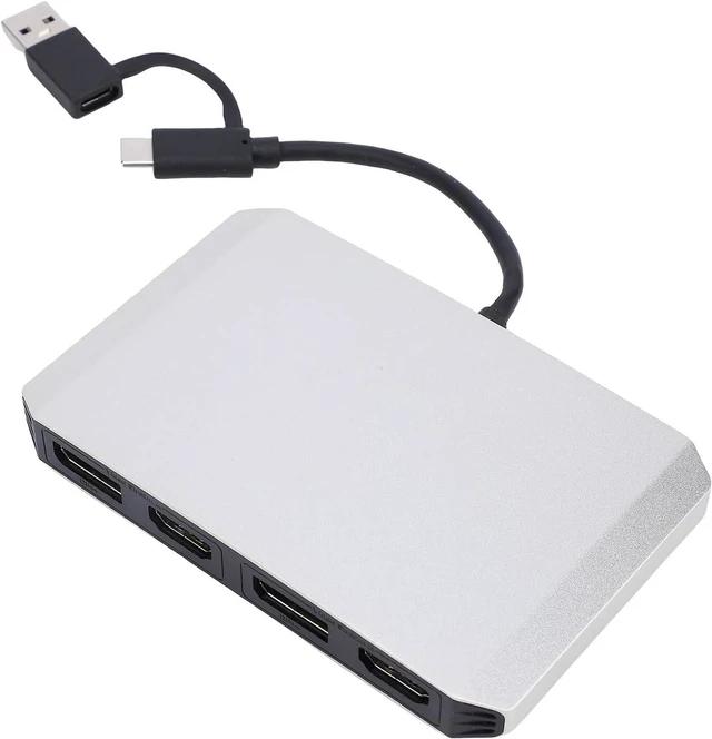 Main image of Yunseity USB C and USB 3.0 to Dual 4K DisplayPort HDMI Adapter, Monitor Splitter Extended Display for Dual Monitor 4K@60Hz, HDMI DP Splitter for Wins 7 8 8.1 10 11, for OS X 10.8