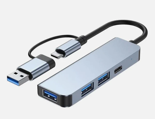 Main image of USB Hub, 4-Port USB Splitter with 1 USB 3.0 Port, 2 USB 2.0 Ports and 1 Type-C Port, Aluminum Multi-Port USB Hub Extender for Data Transfer and Charging for Laptop, PC, Phone, Mouse, Keyboard