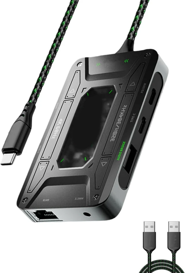 Main image of 7 Port Auditory Adapter Dock for DS7 Headphone Adapter Gaming and Office Auditory Bridge for Home Entertainment USB C Expansion Dock